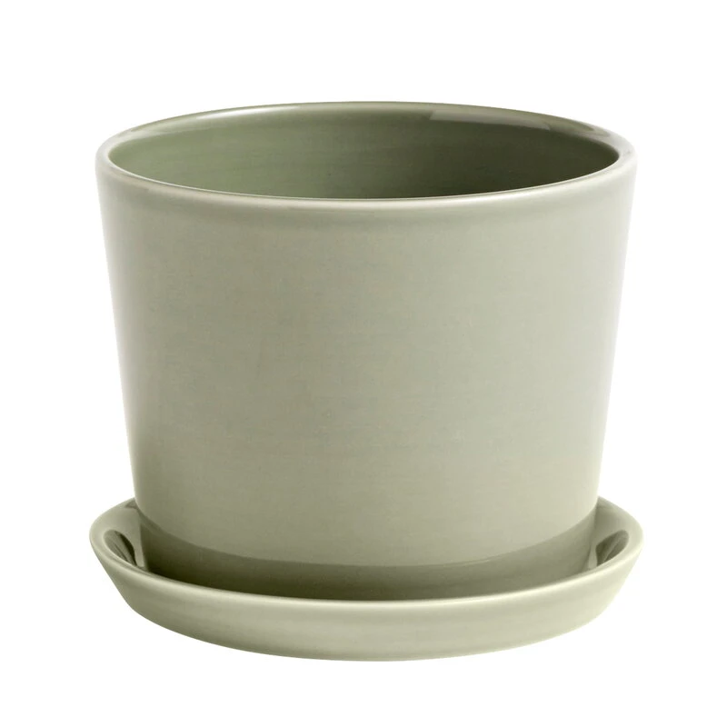 HAY Botanical Family Pot And Saucer, M, Dusty Green 2 HAY Botanical Family Pot And Saucer, M, Dusty Green