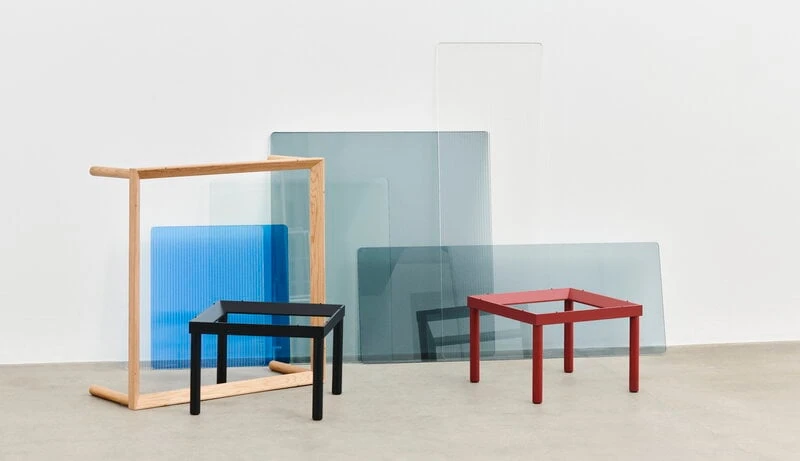 HAY Kofi Table 80 X 80 Cm, Black Lacquered Oak - Blue Glass 5 HAY Kofi Table 80 X 80 Cm, Black Lacquered Oak - Blue Glass - Image 3