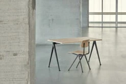 HAY Pyramid Table 01, 140 X 65 Cm, Black - Matt Lacquered Oak -Finnishdesignshop Pyramid Table 01 L140xW65xH74 Top matt lacquered oak Frame black Result Chair wb lacquer oak seat black base 01