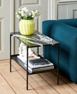 HAY Rebar Side Table, 75 X 44 Cm, Black - Black Marble -Finnishdesignshop Rebar Side Table soft black w marble tabletop Mags Soft 22C5 seater Flamiber petrol blue J4 Juice Vase wide yellow