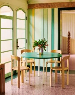 HAY Two-Colour Table, 120 Cm, Ivory - Green Mint 11 HAY Two-Colour Table, 120 Cm, Ivory - Green Mint -Finnishdesignshop Rey Chair golden wb lacquer Two Colour green mint tabletop ivory powder coated steel legs Arcs Vase mirror 1