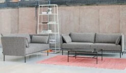 HAY Silhouette Sofa 3-seater, Olavi 03/Sense Black - Black Steel -Finnishdesignshop Silhouette Sofa Olavi 03 Moir Kelim coral Eiffel Shelf warm sand
