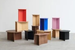 HAY Slit Wood Table, 35 Cm, High, Candy Red -Finnishdesignshop Slit Table Wood family 03 1