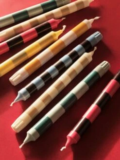 HAY Stripe Candle, 4 Pcs, Greens -Finnishdesignshop Stripe Candle douce bright 1