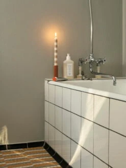 HAY Stripe Candle, 4 Pcs, Douce -Finnishdesignshop Tube Candleholder M peach Stripe Candle beige and sand Hand Wash green mandarin