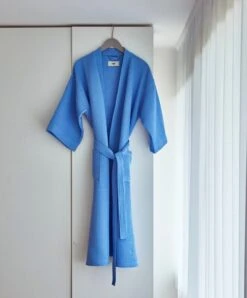 HAY Waffle Bathrobe, One Size, Sky Blue -Finnishdesignshop Waffle Bathrobe sky blue 01
