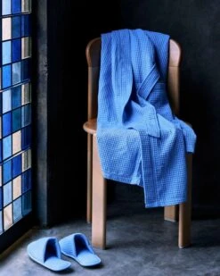 HAY Waffle Bathrobe, One Size, Sky Blue -Finnishdesignshop Waffle bathrobe sky blue Waffle Slippers sky blue